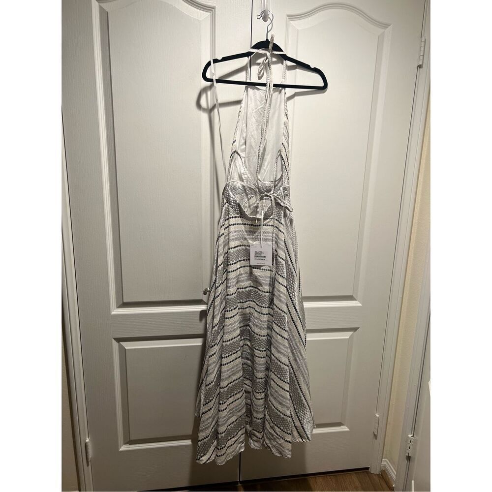 LACE the Label White  gold jacquard Midi Halter Dress Vacation size S NWT$590 - Picture 5 of 5
